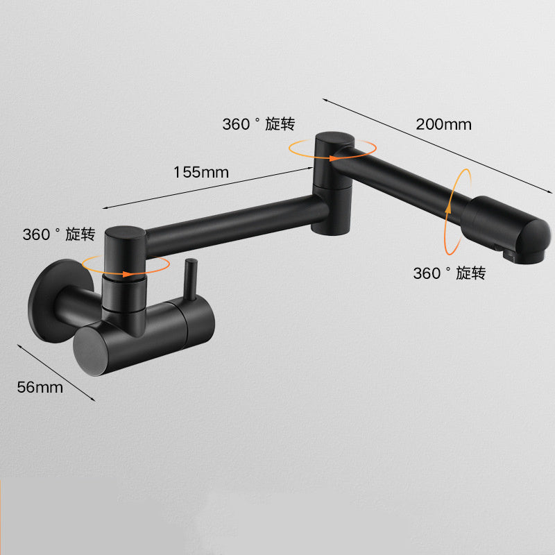 Black Kitchen In-wall Faucet